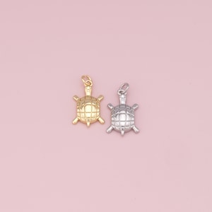 Turtle Charm,18K Gold Filled Turtle Pendant,Dainty Turtle Charm Bracelet Necklace for DIY Jewelry Making Supply