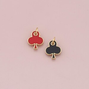 18K Gold Filled Poker Anhänger, Emaille Pflaumenblüte Karte Charm Armband Halskette für DIY Schmuckherstellung Versorgung
