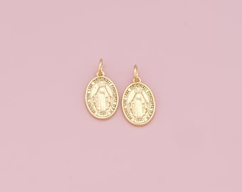 18K Gold Filled Virgin Mary Pendant,Virgin Mary Charm Bracelet Necklace for DIY Jewelry Making Supply