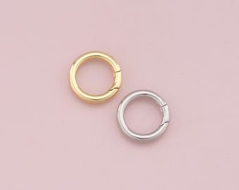Fecho de mosquetão redondo preenchido com ouro 18K, conector de trava de mosquetão, mola de pressão para fecho de joalheria faça você mesmo, colar e pulseira de 18 mm