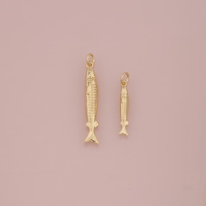 18K Gold Filled Fish Pendant,Dainty Fish Charm Bracelet Necklace for DIY Jewelry Making Supply