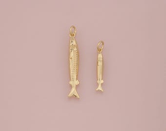 18K Gold Filled Fish Pendant,Dainty Fish Charm Bracelet Necklace for DIY Jewelry Making Supply