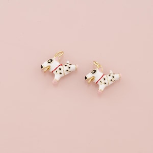 18K Gold Filled Dog Pendant,Enamel Pet Charm Bracelet Necklace for DIY Jewelry Making Supply