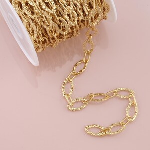 Gold Paper Clip Chain,18K Gold Filled Oval Chain for Necklace Bracelet DIY Jewelry Making Supply