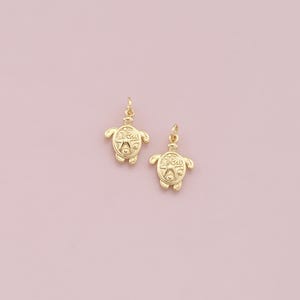 18K Gold Filled Turtle Pendant,Dainty Turtle Charm Bracelet Necklace for DIY Jewelry Making Supply