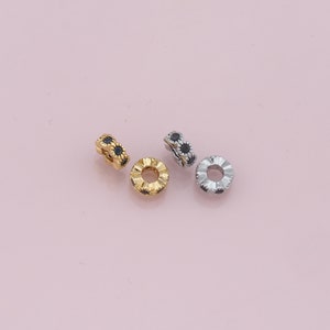 Gold Flat Round Beads Charms,18K Gold Filled Barrel Spacer Beads Bracelet Necklace for DIY Jewelry Making Supply