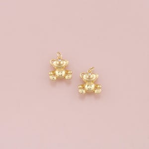 18K Gold Filled Bear Pendant,CZ Bear Charm Bracelet Necklace for DIY Jewelry Making Supply