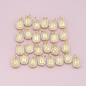 Pingente de letra preenchido com ouro 18K, pulseira com pingente inicial CZ micro pave para fornecimento de fabricação de joias DIY