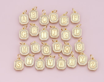Pendentif Lettre Plaqué Or 18K - Fourniture Pour Bijoux DIY, Laiton, USA