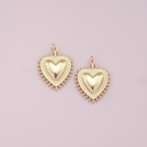 18K Gold Filled Heart Pendant,Dainty Heart Charm Bracelet Necklace for DIY Jewelry Making Supply