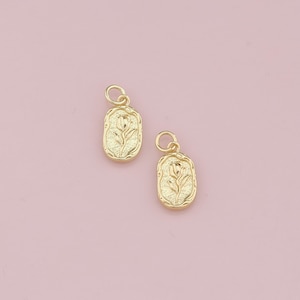 Pendentif fleur en or 18 carats, collier bracelet à breloques tulipe délicat pour la fabrication de bijoux à bricoler soi-même