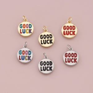 18K Gold Filled Round Good luck Pendant,Good luck Charm Bracelet Necklace for DIY Jewelry Making Supply