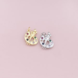 Pingente de paleta preenchido com ouro 18K, colar de pulseira com pingente de paleta de pintura delicada para fornecimento de fabricação de joias DIY