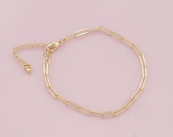 Catena regolabile in oro, bracciale rettangolare riempito in oro 18 carati, braccialetti semilavorati, braccialetti per la creazione di gioielli