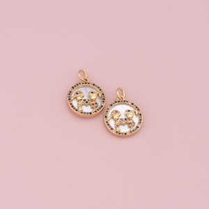 18K Gold Filled Boy Girl Pendant,CZ Micro Pave Boy Girl Charm Bracelet Necklace for DIY Jewelry Making Supply
