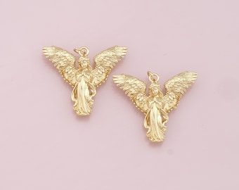 18K Gold Filled Angel Pendant,Dainty Angel Charm Bracelet Necklace for DIY Jewelry Making Supply