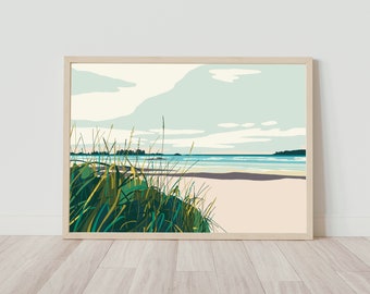 Long Beach, Tofino BC art print, modern graphic wall decor, beach aesthetic, West Coast art print