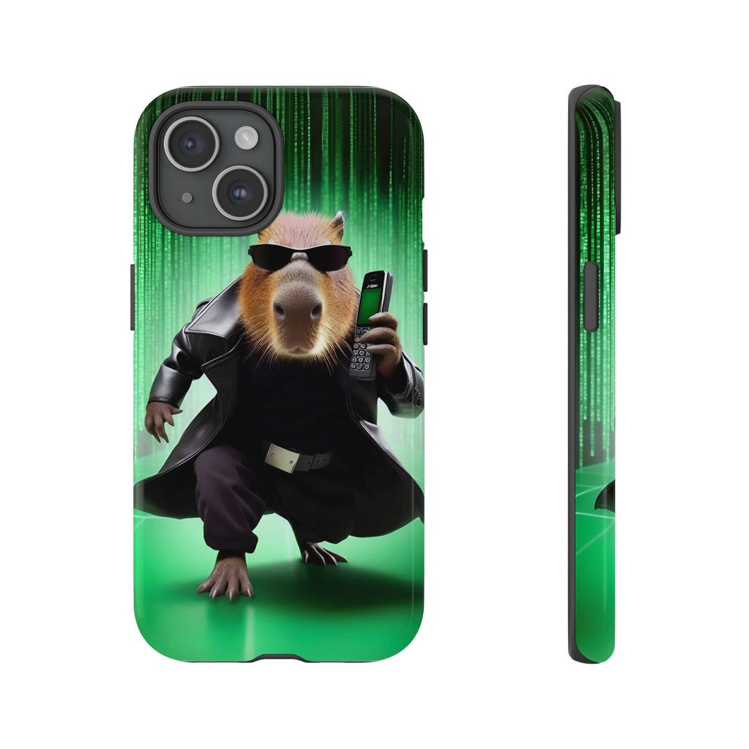 IPhone 15 Case - Matrix Inspired Capybara Design. Kitsch, Quirky Design ...