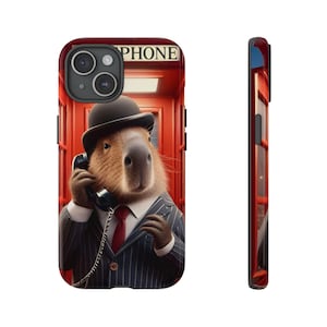 iPhone 15-hoesje - Brits zakenman Capybara-ontwerp, kitsch, grappig en beschermt je telefoon