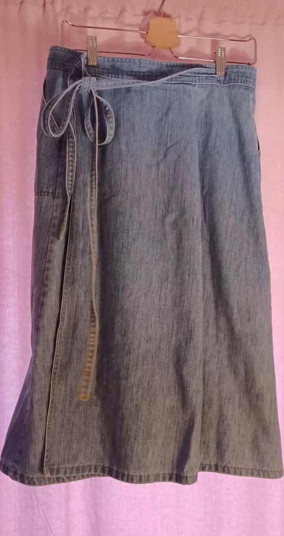 Vintage Levi's Blue Denim Jean True Wrap Skirt Poc