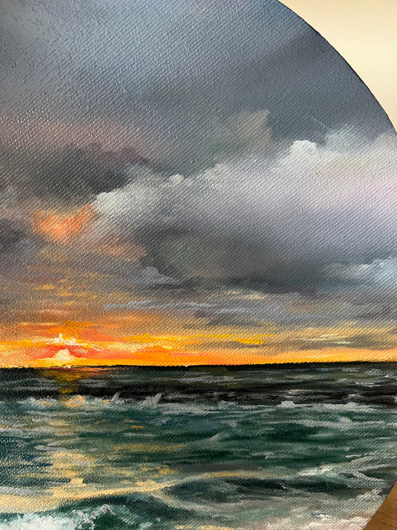 Sunset at the Sea Beach Oil Painting on Canvas - Etsy