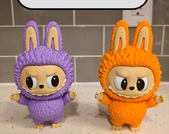 LaBubu-Inspired Bunny Figure – 5.5” Tall | Movable Eyes Fidget Toy | Cute Creature Desk Toy | Art Toy Gift