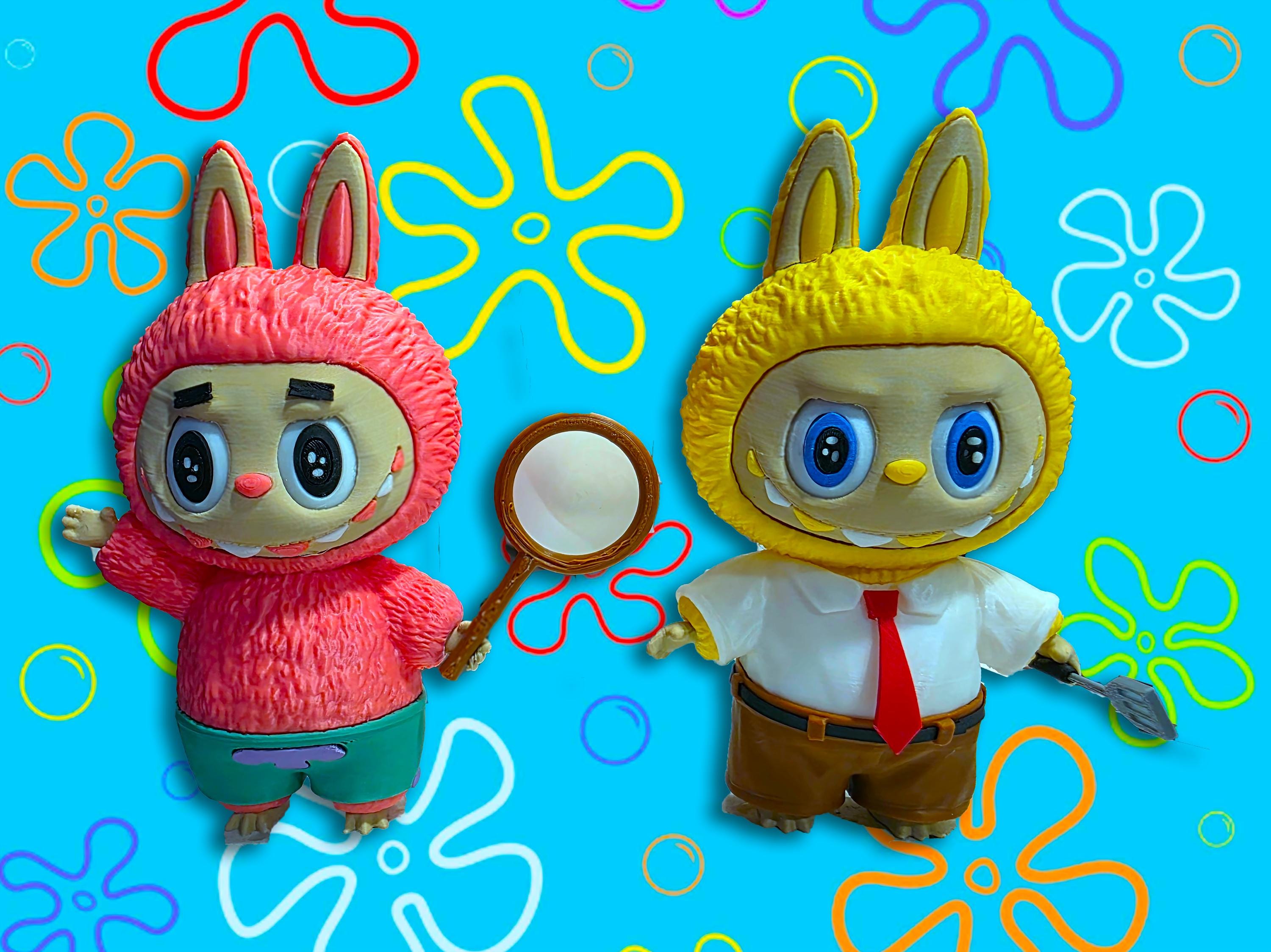 3D Printed LaBubu Figures: SpongeBob & Patrick Inspired Fan Art