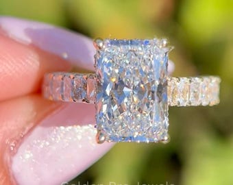 4.0 CT Radiant Cut F-VS1 Lab Grown Diamond Engagement Ring, 18K Solid Rose Gold Wedding Ring, IGI Certified Diamond Ring, Gift For Bridal
