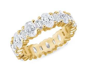 Oval Baguette Lab Grown Diamond Band - IGI Certified