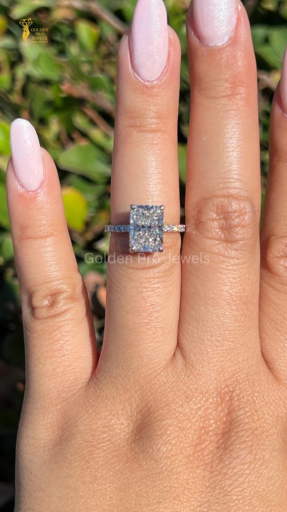 CT Radiant Lab Grown Diamond Engagement Ring: Hidden Halo