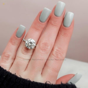 5.0 CT  Brilliant Cut Round Hidden Halo Moissanite Engagement Ring, 18K White Gold Ring, Bridal Wedding Ring, Gift For Her, Anniversary Gift