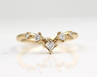 Princess & Round CVD Lab Grown Diamond Wedding Band