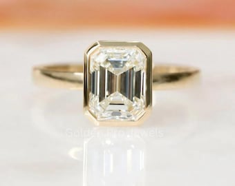2.0 CT Lab Grown Diamond Engagement Ring: Emerald Cut Art Deco Style