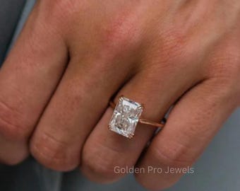4.0 CT Radiant Cut Moissanite Engagement Ring: Hidden Halo, Eternity Band