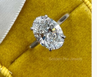 2.50 CT Oval Lab Grown Diamond Engagement Ring: Hidden Halo, IGI Certified