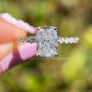 2.50 CT Radiant Cut Lab Grown Diamond Engagement Ring, 14K Gold