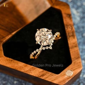 3.0 CT Round CVD Diamond Unique Engagement Ring,IGI Certified Diamond Ring, Lab Grown Diamond, Hidden Halo Ring, Brilliant Round Ring