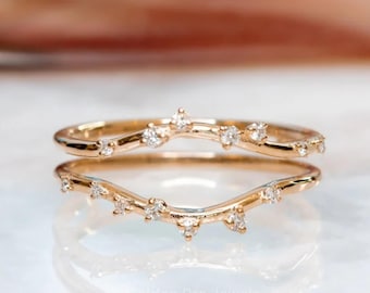 Dainty Lab Grown Diamond Wedding Band: Round Double Band, F-VS1