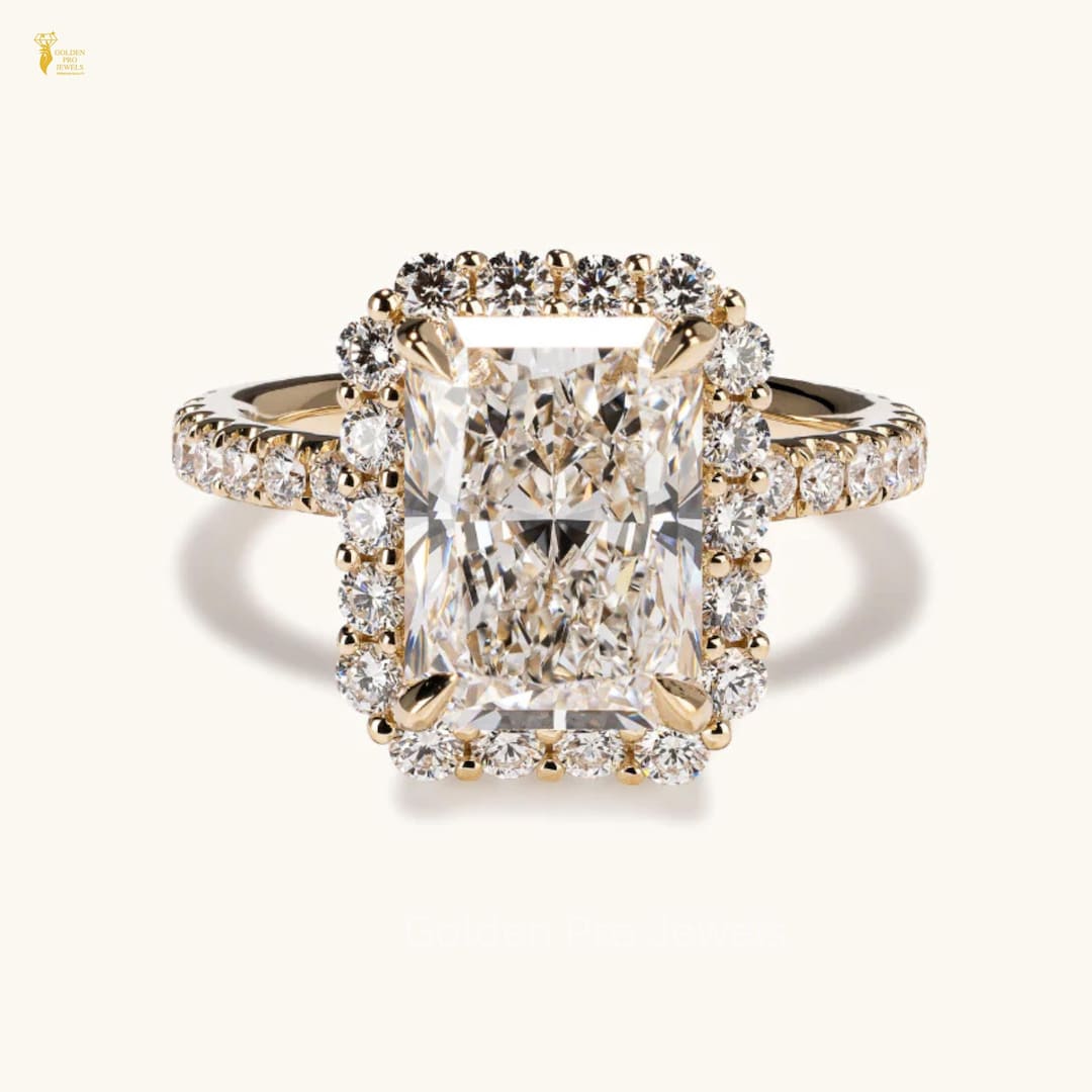 4.0 CT Radiant Cut Lab Grown Diamond Engagement Ring: Solitaire Yellow ...