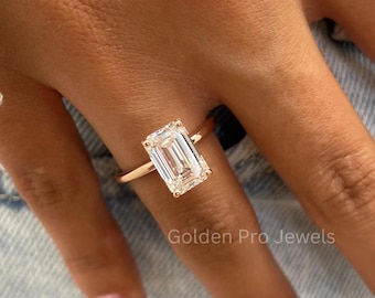 2.50 CT Emerald Cut Lab Grown Diamond Engagement Ring, IGI Certified
