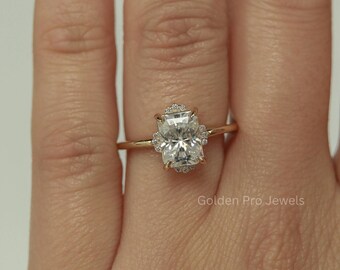 1.0 CT Radiant Cut Moissanite Engagement Ring: Pave Infinity Band