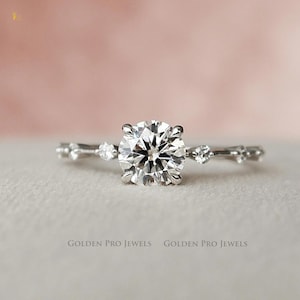 1.0 CT Round Solitaire Dainty Moissanite Engagement Ring Custom Wedding Ring For Her Round Cut Wedding Ring For Bridal Birthday Gift
