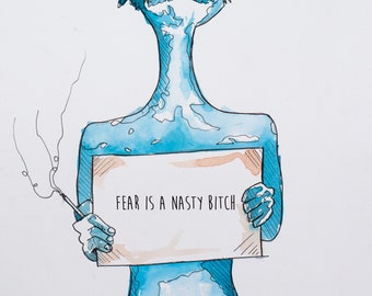 Fear Is A Nasty Bitch Myrtle: Fine Art Postcards