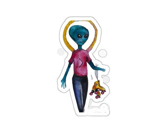 Alien Rollerskate Die-Cut Stickers