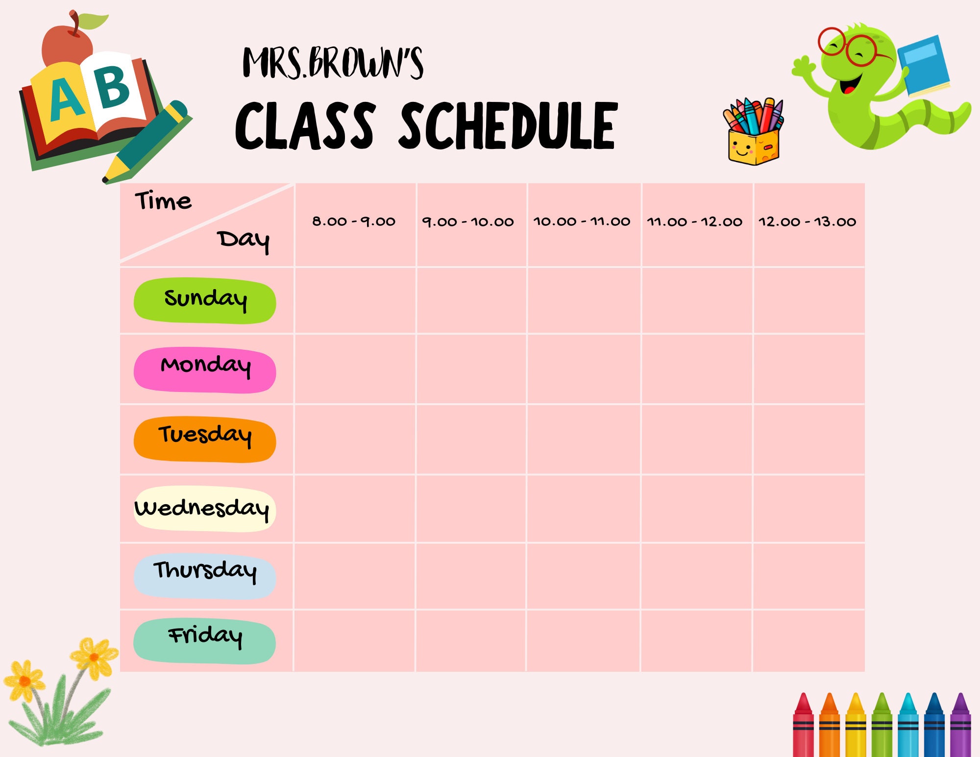 Daily Schedule for Teacher Classroom Routine Organizer Personalized ...