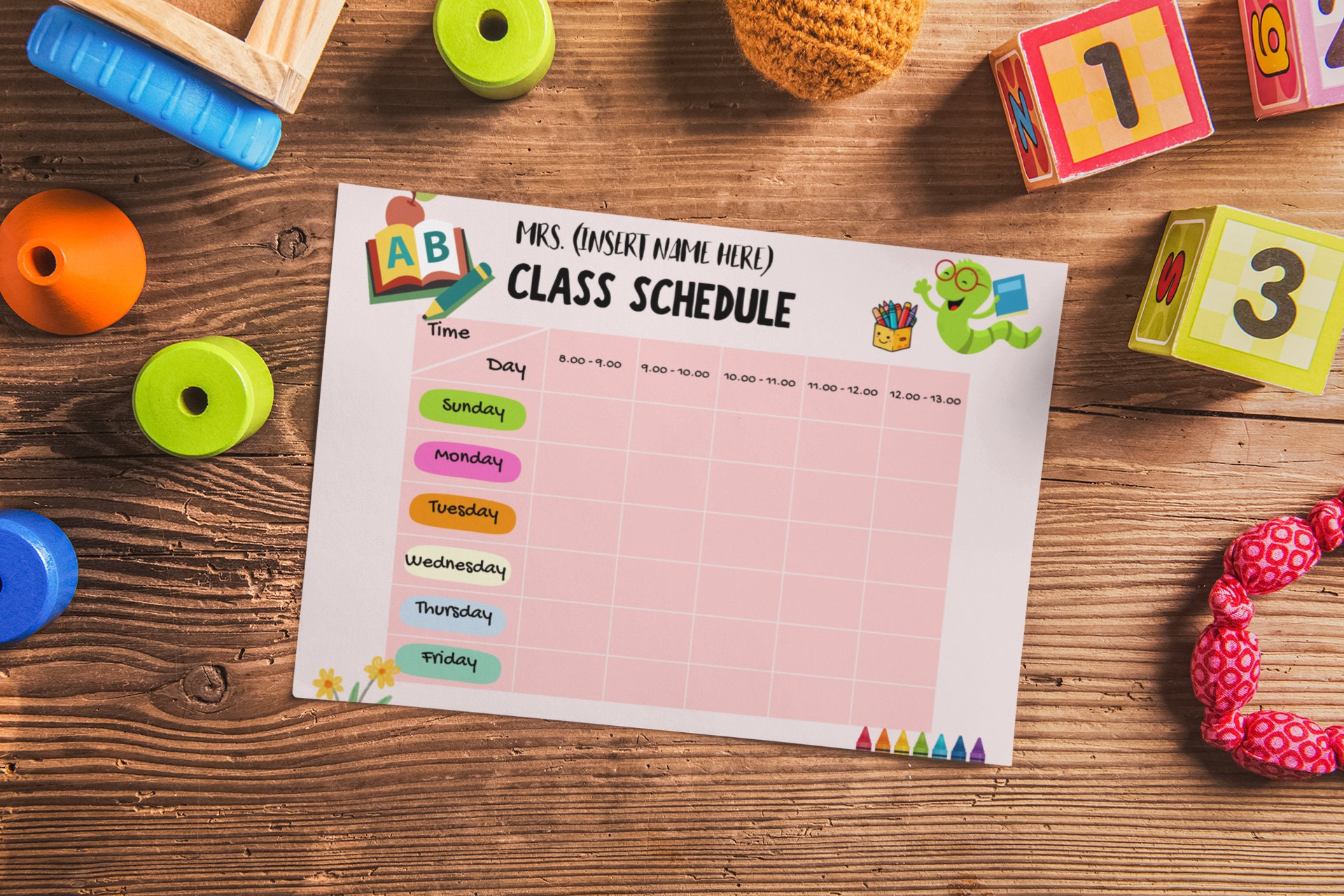 Daily Schedule for Teacher Classroom Routine Organizer Personalized ...