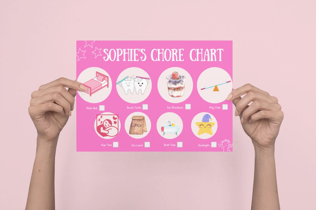Simple Toddler Chore Chart Kid Routine With Picture Girl Daily Planner ...