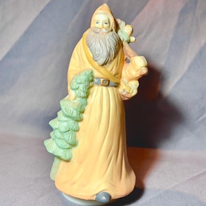 Vintage 8.5” Musical Old World Santa Figurine Wind-up Spinning Ceramic