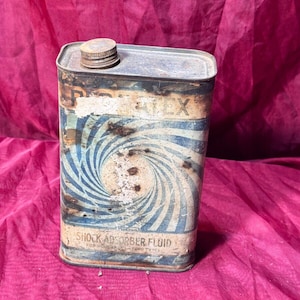 Vintage Metal Permatex Shock Absorber Fluid w/Lid Collectible Gas/Oil Can 1950s