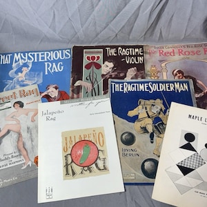 7x Rare RAGTIME Antique Large Format Vintage RAG Sheet Music Collection